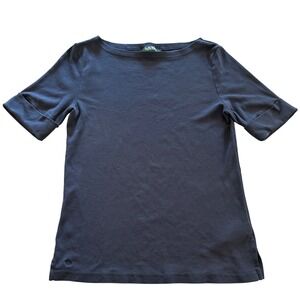 Lauren Ralph Lauren Women's Boat Neck Short Sleeve Knit Top